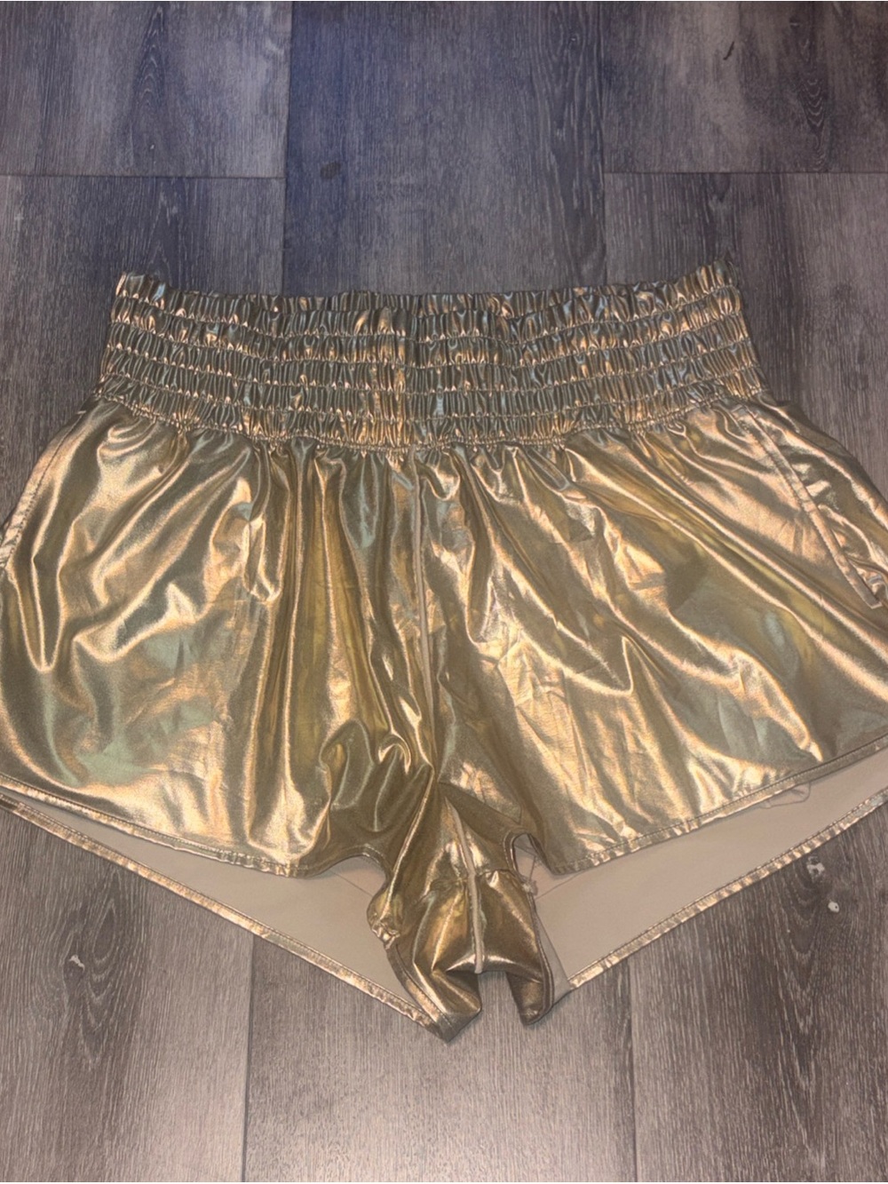 OFFLINE by Aerie Real Good Gold Metallic High Rise Hot Pants Shorts | Size M